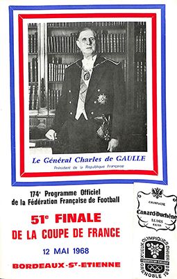 null Programme officiel de la finale de la Coupe de France 1968 opposant Bordeaux...