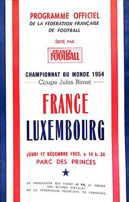 null Programme officiel de la rencontre de qualification à la Coupe du Monde 1954...