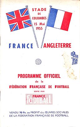 null Programme officiel de la rencontre amicale opposant la France à l'Angleterre...