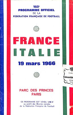 null Programme officiel de la rencontre amicale opposant la France à l'Italie le...