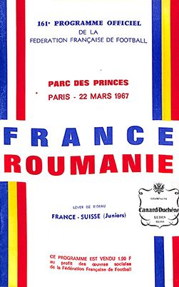 null Programme officiel de la rencontre amicale opposant la France à la Roumanie...