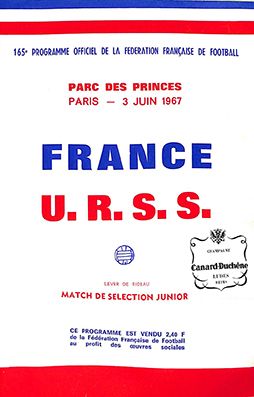 null Programme officiel de la rencontre amicale opposant la France à l'URSS le 3...