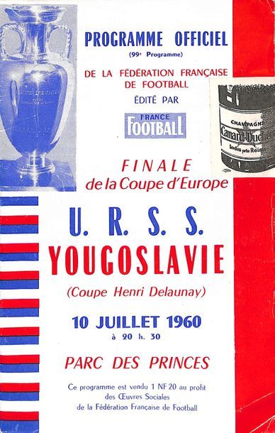 null Programme officiel de la 1ère finale du Championnat d'Europe des Nations 1960...