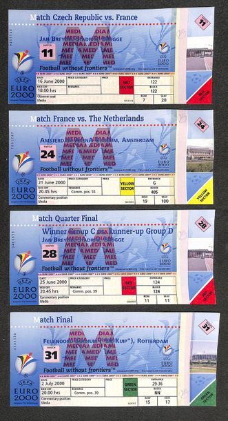 null Billets du Championnat d'Europe 2000 en Belgique et aux Pays-Bas. Matchs de...
