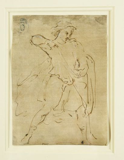 Guiseppe BISON (1762 - 1844) 
Etude de personnage.
Encre, Cachet de collection Walther...