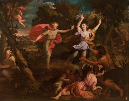 Louis de BOULLOGNE le jeune (1654 - 1733) 
Apollon et Daphnée
Toile
119 x 147 cm
Au...