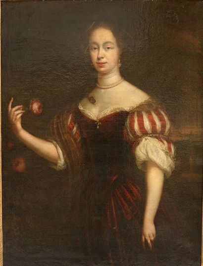 Attribué à Jan de BAEN (Haarlem 1633 - La Haye 1702) 
Portrait d'une dame de qualité
Toile...