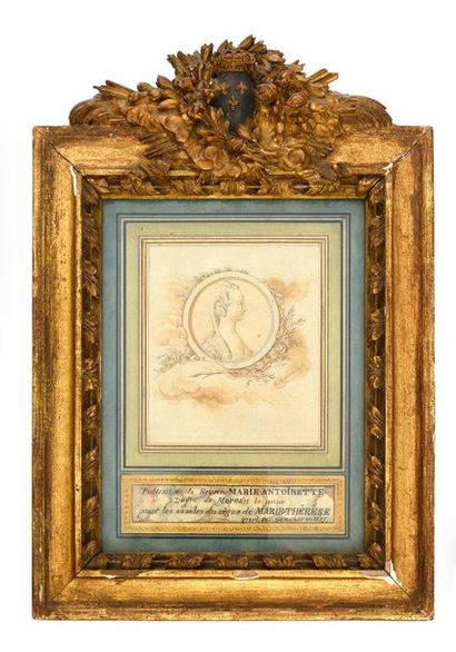 JEAN MICHEL MOREAU le Jeune (1741-1814) 
Portrait de la Reine Marie Antoinette
Plume...