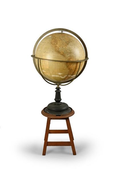 null Important Globe de parquet signé Levasseur (Charles Delagrave éditeur, 15 rue...