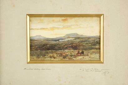 Auguste BARTOLDI (1834 - 1904) 
Humbolt Valley.
Aquarelle, signée en bas à droite,...