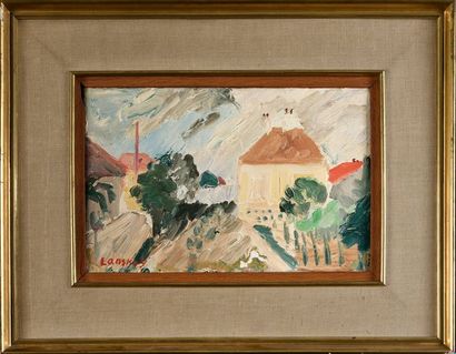 André LANSKOY (1902-1976) 
Vue d'un village
Huile sur toile
H.:26.5cm; L.: 40.5c...