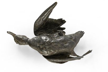 Paul COMOLERA (1818 - 1897) 
Nature morte au vanneau et à la sarcelle.
Bronzes à...