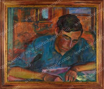 KOTLAREVSKY Paul (1883-1950) Portrait du fils de l'artiste à sa table d'étude.
Huile...