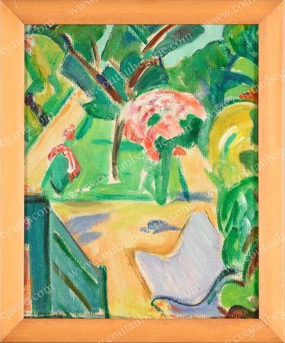 KOTLAREVSKY Paul (1883-1950) Vue d'un jardin à Saint-Cloud chez Grégoire.
Huile sur...
