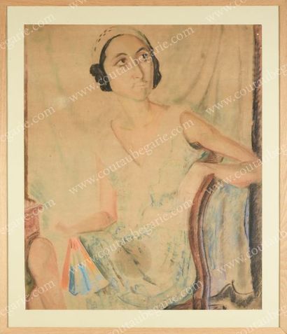 KOTLAREVSKY Paul (1883-1950) Portrait de la seconde femme de l'artiste, dans son...