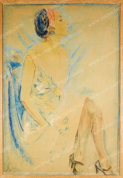 KOTLAREVSKY Paul (1883-1950) Portrait de la seconde épouse de l'artiste, vue de profil,...