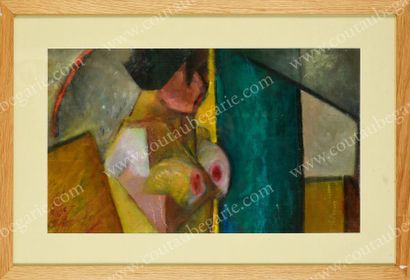 KOTLAREVSKY Paul (1883-1950) Portrait d'une femme nue d'inspiration cubiste.
Huile...