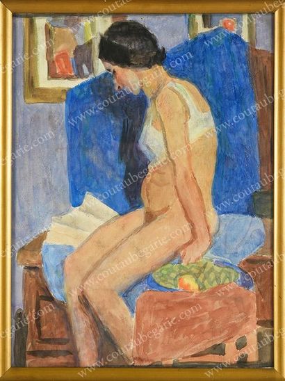 KOTLAREVSKY Paul (1883-1950) Portrait de la seconde épouse de l'artiste posant de...