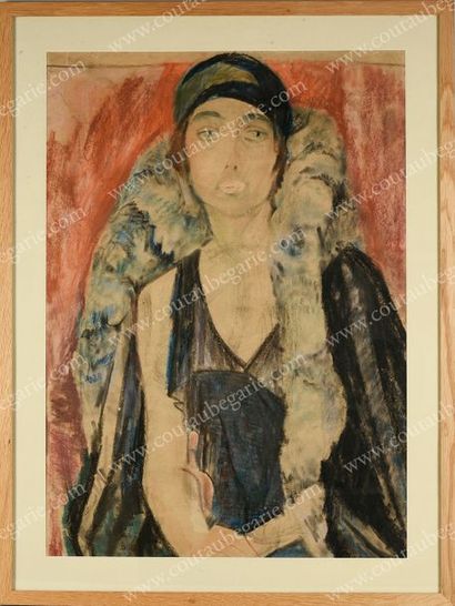 KOTLAREVSKY Paul (1883-1950) Portrait de Wanda.
Pastel et fusain sur papier non signé,...