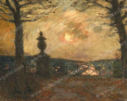 PETR ALEXANDROVICH NILUS (1869-1943) Paysage nocturne avec une urne.
Huile sur toile...