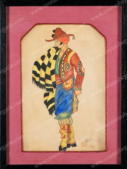 NICOLAS ARTAMONOFF (1884-1963) Projet de costume pour les ballets russes.
Aquarelle...