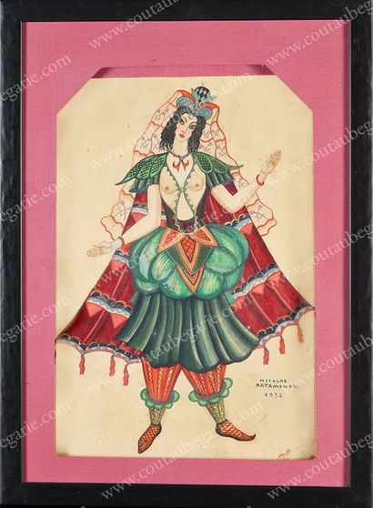 NICOLAS ARTAMONOFF (1884-1963) Projet de costume oriental féminin pour les ballets...