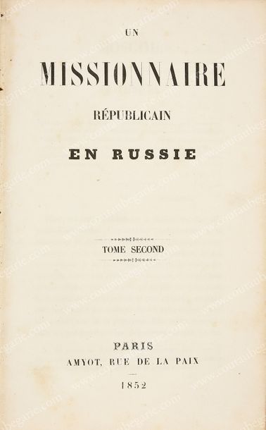 ROHR Jean Geoffrey Un missionnaire républicain en Russie, Amyot, Paris, 1852. Deux...