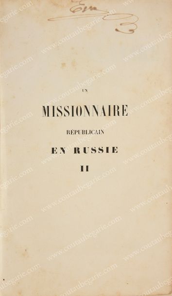 ROHR Jean Geoffrey Un missionnaire républicain en Russie, Amyot, Paris, 1852. Deux...