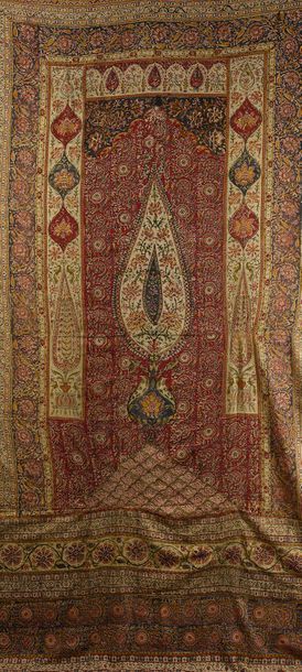 null Kalemkar, Inde ou Perse, début du XXe siècle, fine toile de coton imprimée et...