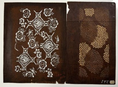 null Ensemble de pochoirs pour l'impression textile, Japon, époque Meiji, papier...