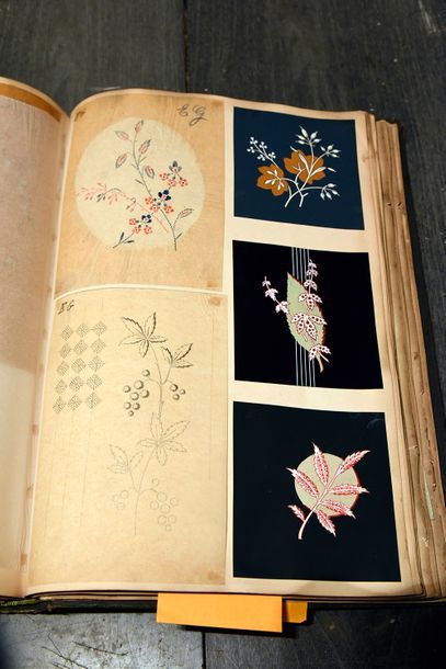 null Album de maquettes gouachées pour l'impression textile, Alsace, vers 1885, gouache...