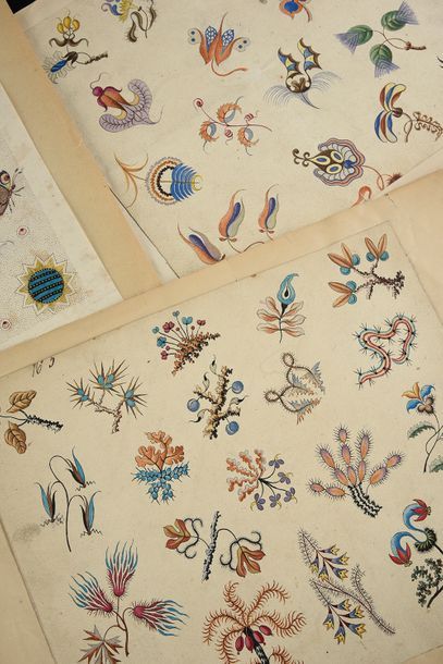 null Réunion d'archives textiles, 1770-1900, principalement 24 petites et grandes...