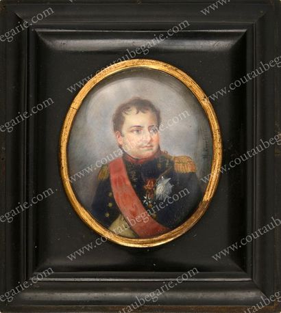 ÉCOLE FRANÇAISE DU XIXe SIÈCLE N. BORBON. Portrait en buste de l'empereur Napoléon...