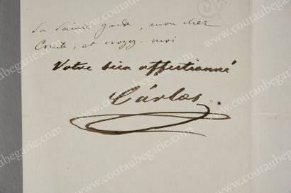 null CHARLES VII, prince de Bourbon, infant d'Espagne (1848-1909).
Lettre manuscrite...