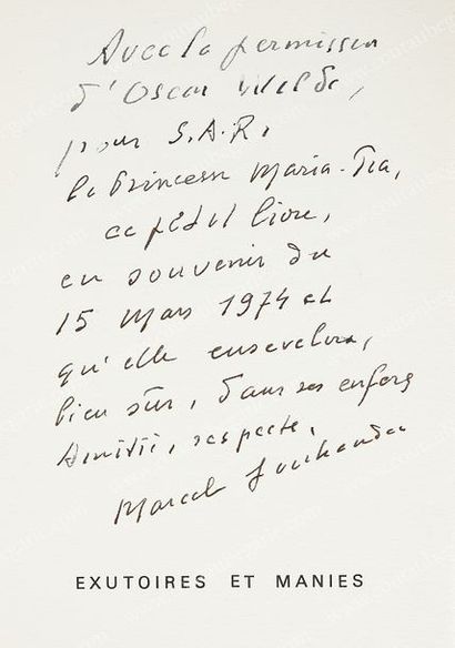 JOUHANDEAU Marcel (1888-1979). Exutoires et manies, s.l., février 1974. In-12° non...