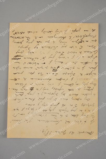 LAMARTINE, Alphonse de (1790-1896). Lettre autographe signée: «Lamartine», datée...