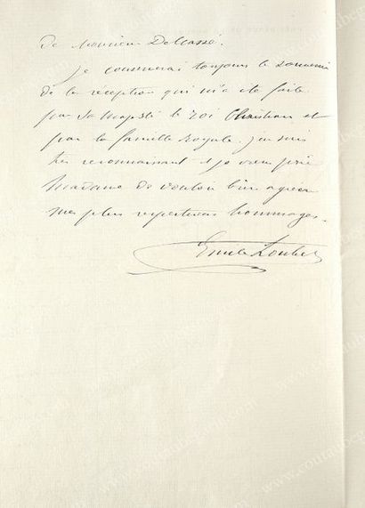 LOUBET Emile (1838-1929) Président de la République française. Lettre autographe...