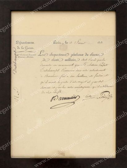 PARMENTIER Antoine (1737-1813). Lettre manuscrite en partie imprimée signée «Parmentier»,...