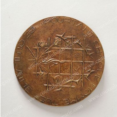 WILDE Oscar (1854-1900). Médaille commémorative en bronze représentant à l'avers...