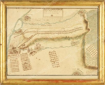 École française du XVIIIe siècle. Plan dessiné de la bataille de Hoesstet le 13 août...