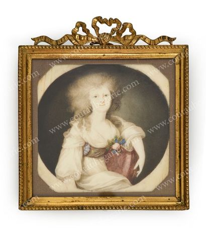 PIO IGNAZIO CAMPANA (1744-1786), attribué à. Portrait miniature inachevé de Marie-Thérèse...