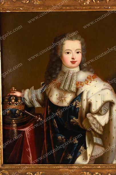 École Française de la fin du XVIIIe siècle. Portrait du jeune roi Louis XV (1710-1774)...