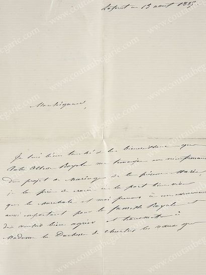 null ROBERT prince d'Orléans, duc de Chartres (1840-1910).
Lettre autographe signée...