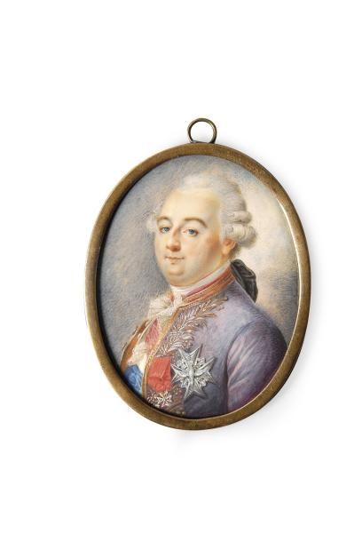 null Louis XVI, roi de France. Miniature sur ivoire, de forme ovale, le représentant...
