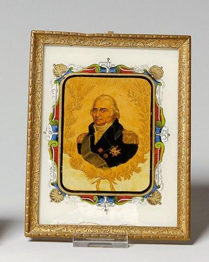 null Louis XVIII, roi de France (1814-1824). Portrait en fixé sous verre le représentant...