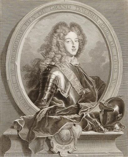null Louis, duc de Bourgogne, père de Louis XV (1682-1712). Belle gravure par P....