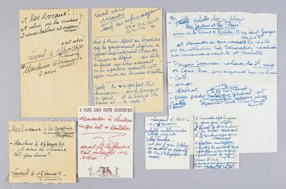 null FRANÇOIS, CLAUDE 1 lot de 7 notes manuscrites de Claude François. Consignes...