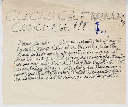null FRANÇOIS, CLAUDE 1 page manuscrite originale de Claude François. Un texte de...