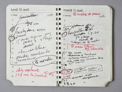 GAINSBOURG Serge GAINSBOURG SERGE, Agenda Hermès de Serge Gainsbourg, deuxième trimestre...