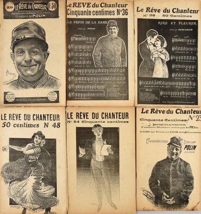 null CHANSONS FRANÇAISE 1 lot de 5 cahiers LE RÊVE DU CHANTEUR, revue créée par Polin....